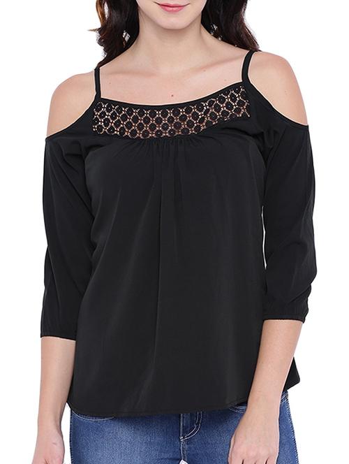 black cold shoulder top - 12300185 - Very Small Image - 1