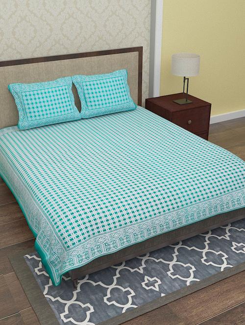 chokor jaipuri cotton double bedsheet with 2 pillow covers - 12300468 - Very Small Image - 1