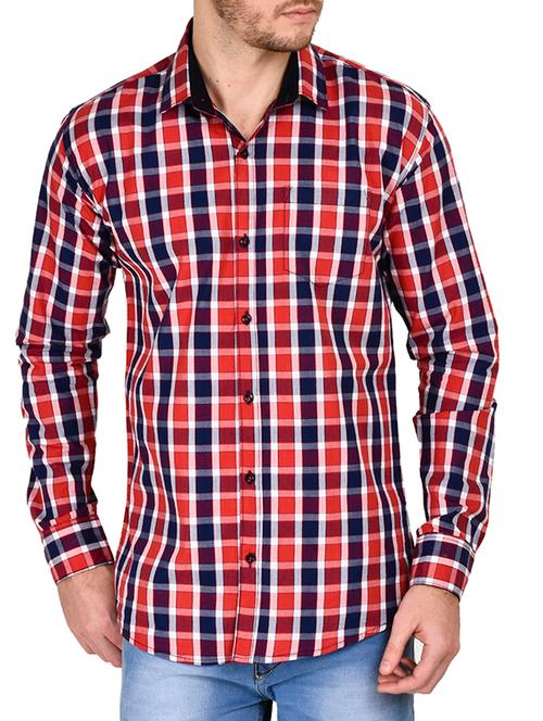 red cotton casual shirt - 12302921 - Very Small Image - 1