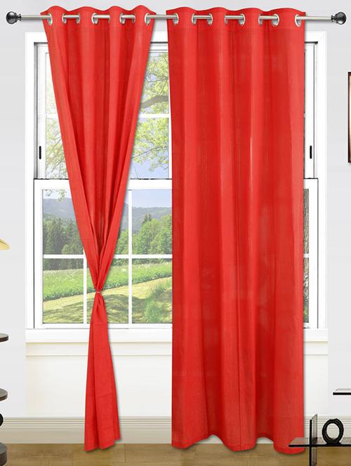 red cotton set of 2 window eyelet curtains  - 12305382 - Very Small Image - 1