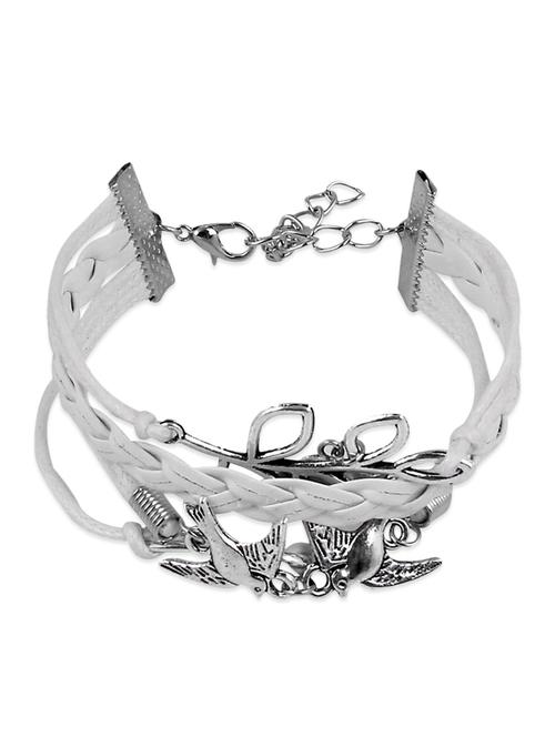 white faux leather metal bracelet - 12305804 - Very Small Image - 1