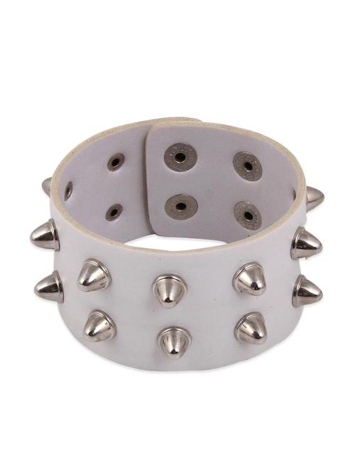 white chick leather metal bracelet - 12305829 - Very Small Image - 1