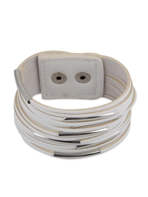 white chick leather metal bracelet - 12305832 - Very Small Image - 1