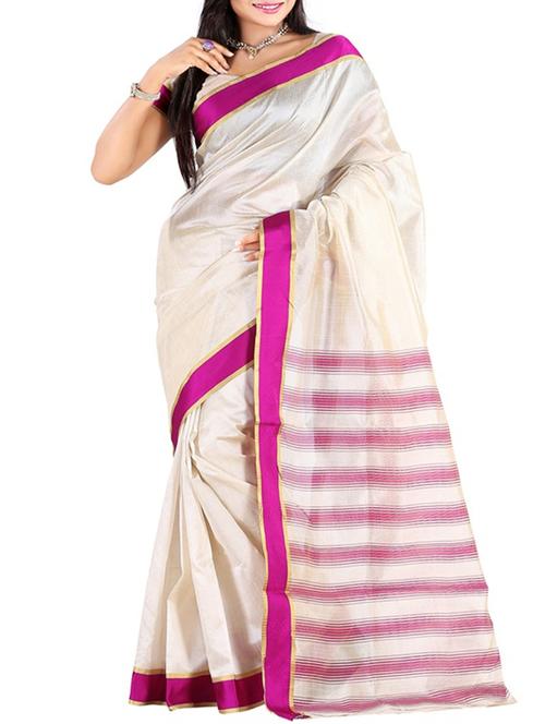 pink silk printed saree with blouse - 12313545 - Very Small Image - 1