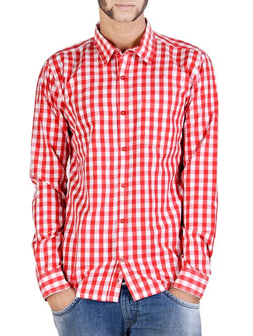 red cotton casual shirt - 12315705 - Very Small Image - 1
