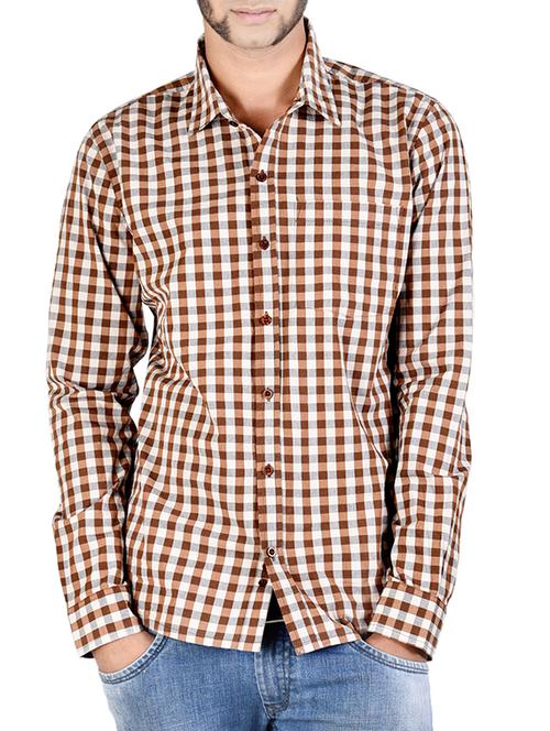 brown cotton casual shirt - 12315706 - Very Small Image - 1