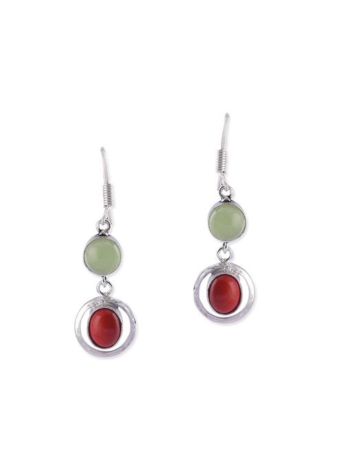 multi colored silver plated drop earring - 12317059 - Very Small Image - 1