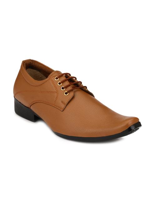 tan synthetic & mesh laceup derbies - 12317094 - Very Small Image - 1