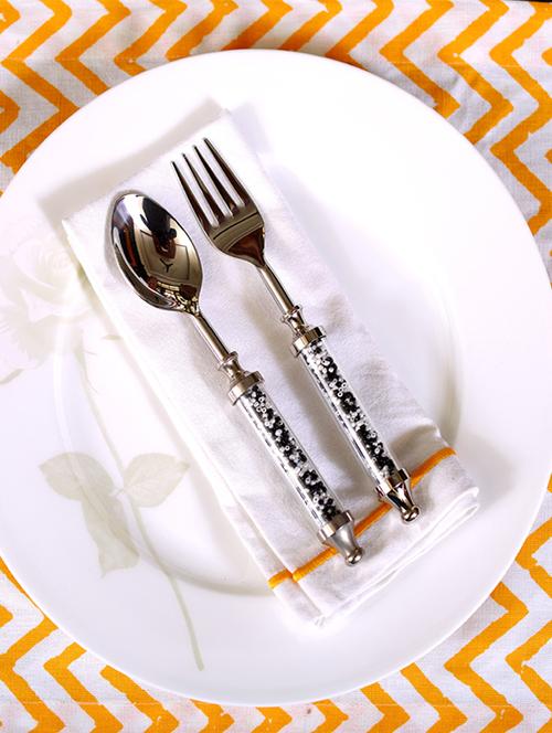 black & white beads dinner spoon set (set of 6) - 12317267 - Very Small Image - 1