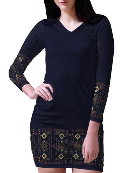 navy blue printed dress - 12323016 - Very Small Image - 1