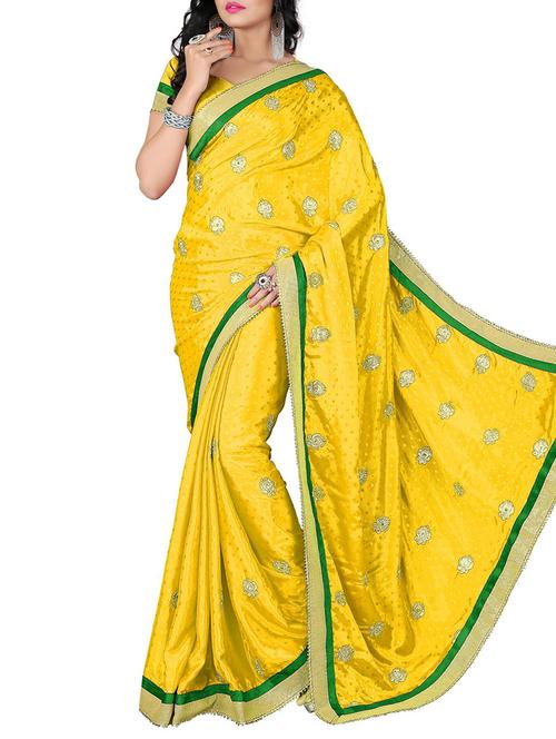 yellow silk saree with blouse - 12323208 - Very Small Image - 1