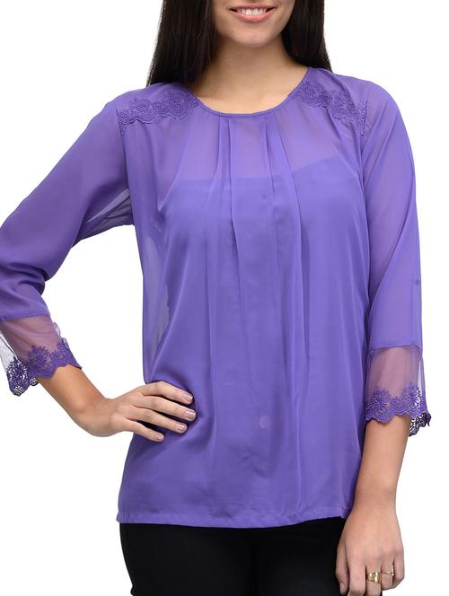 purple georgette regular top - 12323466 - Very Small Image - 1