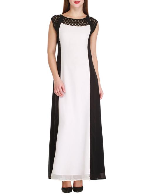 laced panel color block maxi dress - 12323672 - Very Small Image - 1