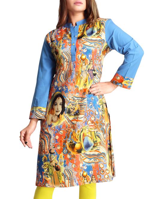 multi color crepe straight kurta - 12327410 - Very Small Image - 1