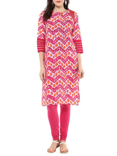 pink cotton straight kurta - 12328364 - Very Small Image - 1