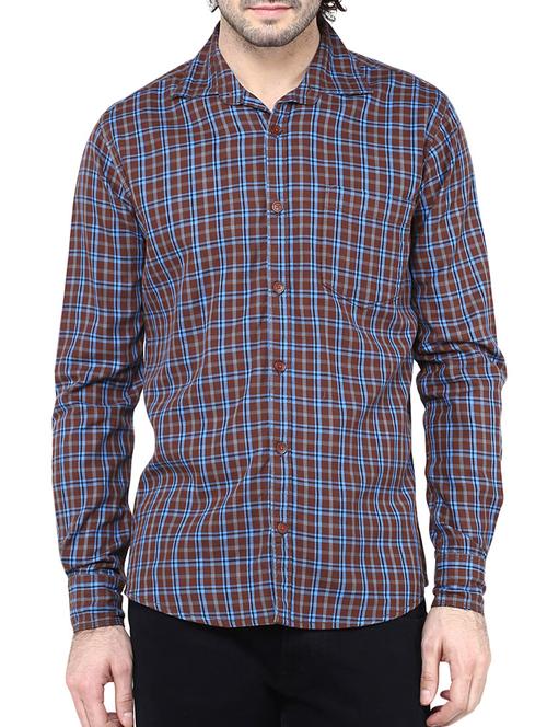 brown cotton casual shirt - 12330022 - Very Small Image - 1