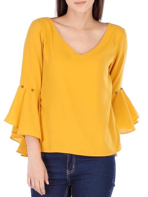 yellow crepe regular top - 12330983 - Very Small Image - 1