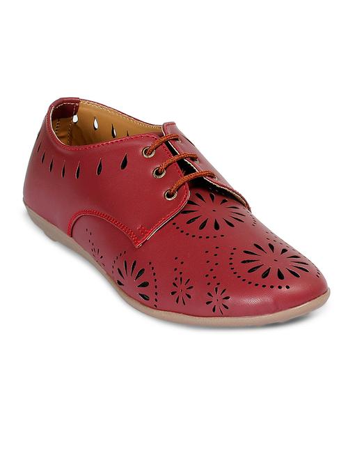 maroon leatherette casual shoe - 12331773 - Very Small Image - 1