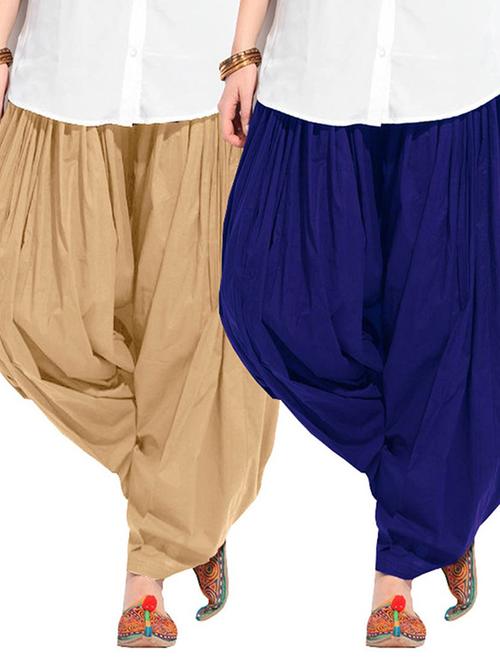 set of 2 multi colored cotton patiyala salwar - 12333208 - Very Small Image - 1