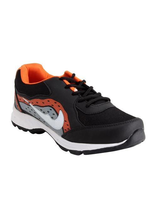 orange leatherette(pu lace up sport shoes - 12333645 - Very Small Image - 1