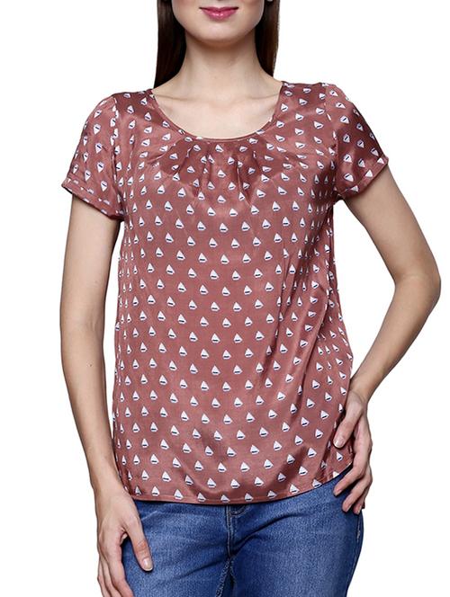brown printed viscose top - 12334153 - Very Small Image - 1