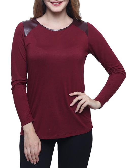 maroon viscose top - 12334176 - Very Small Image - 1