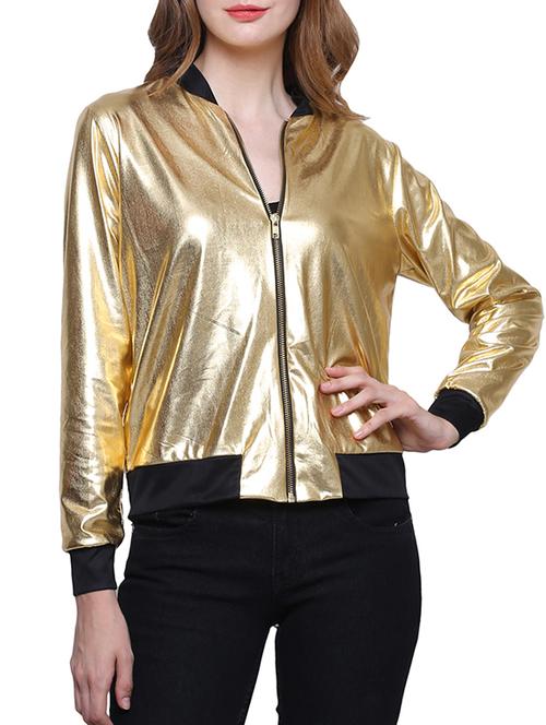 solid gold metallic bomber jacket - 12334219 - Very Small Image - 1