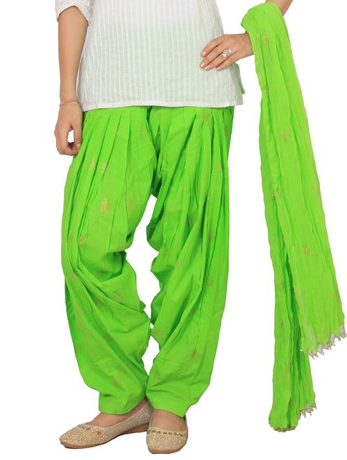 green cotton patiyala salwars - 12338538 - Very Small Image - 1