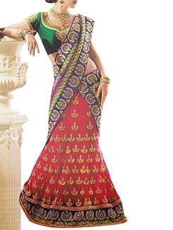 multi colored net aline lehenga - 12339096 - Very Small Image - 1