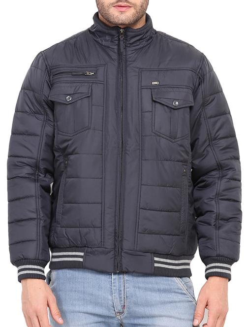 navy blue nylon casual jacket - 12348783 - Very Small Image - 1