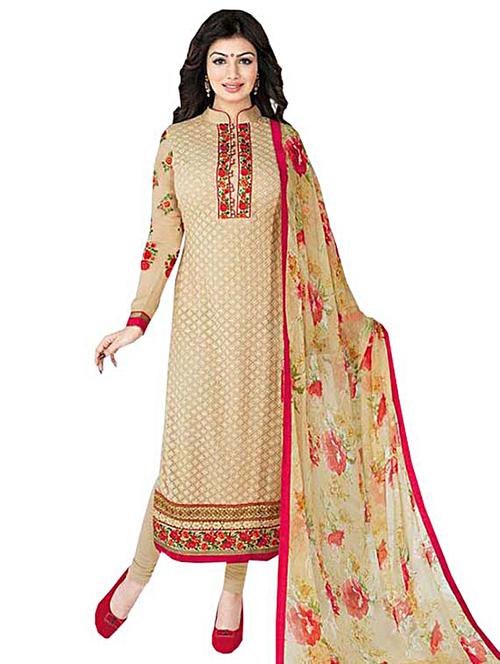embroidered churidaar suits semi-stitched suit - 12350020 - Very Small Image - 1