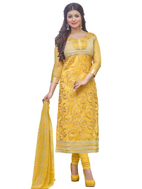 yellow georgette semistitched suit - 12350970 - Very Small Image - 1