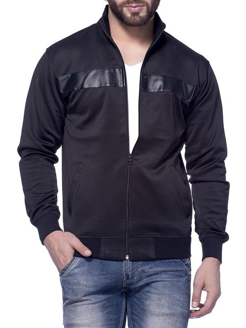 solid black polyester casual jacket - 12353587 - Very Small Image - 1