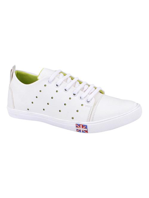 white synthetic lace up sneakers - 12353907 - Very Small Image - 1
