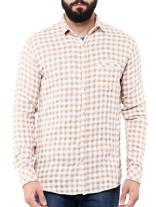 beige cotton casual shirt - 12355841 - Very Small Image - 1
