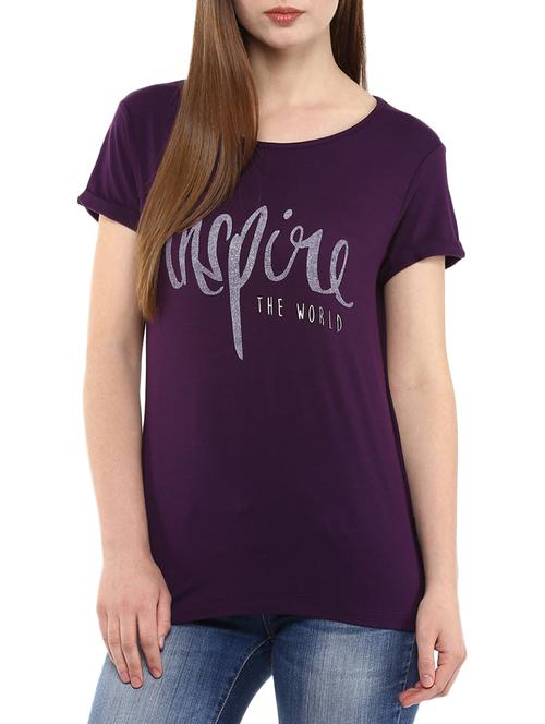 purple cotton regular tshirt - 12356432 - Very Small Image - 1