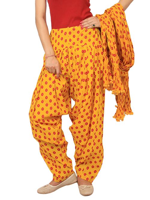 yellow cotton patiyala salwar dupatta set - 12356652 - Very Small Image - 1