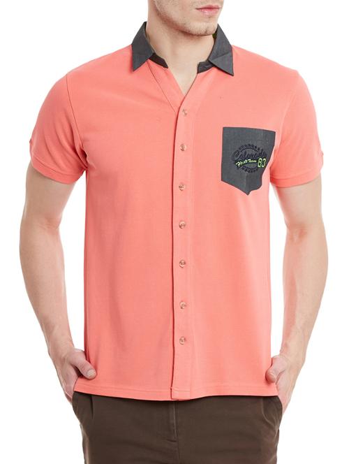 orange cotton casual shirt - 12359067 - Very Small Image - 1