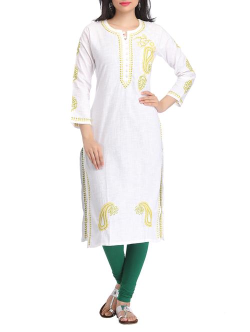 white cotton kurta - 12361325 - Very Small Image - 1