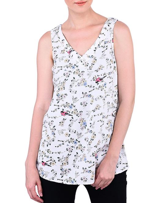 white printed viscose regular top - 12365553 - Very Small Image - 1