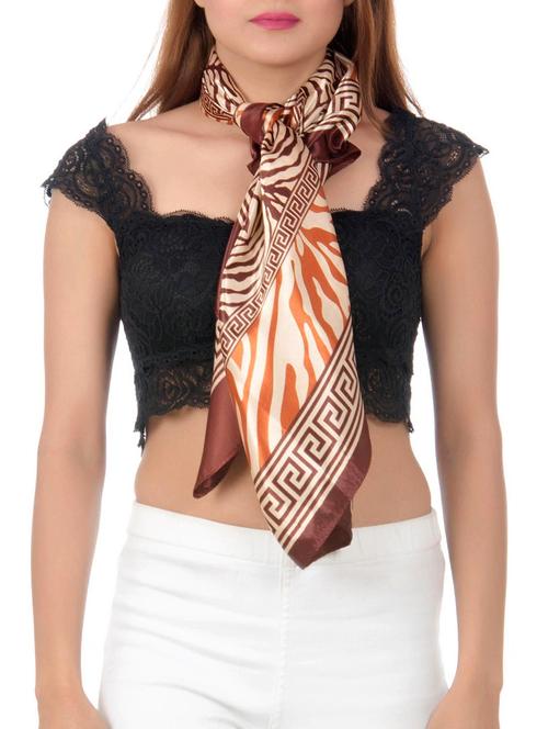 Multicoloured printed polyester scarf - 12377054 - Very Small Image - 1