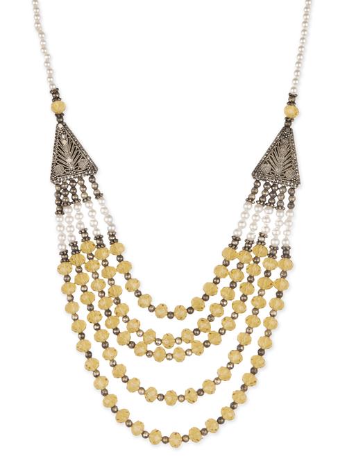 Yellow beads embellished layered long necklace - 12380147 - Very Small Image - 1