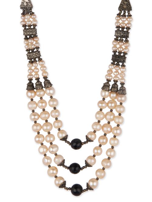 Cream pearl beads embellished layered necklace - 12380154 - Very Small Image - 1