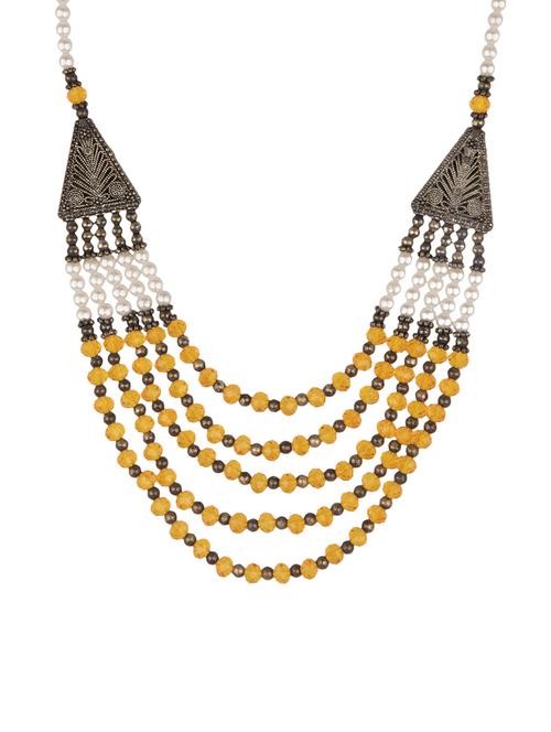 Yellow beads embellished layered necklace - 12380164 - Very Small Image - 1