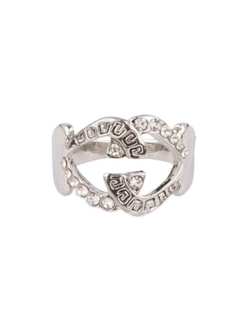 Silver stone embellished metal ring - 12380190 - Very Small Image - 1