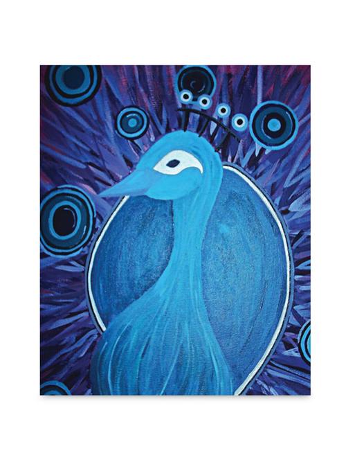 multicolor frameless canvas peacock painting - 1239054 - Very Small Image - 1