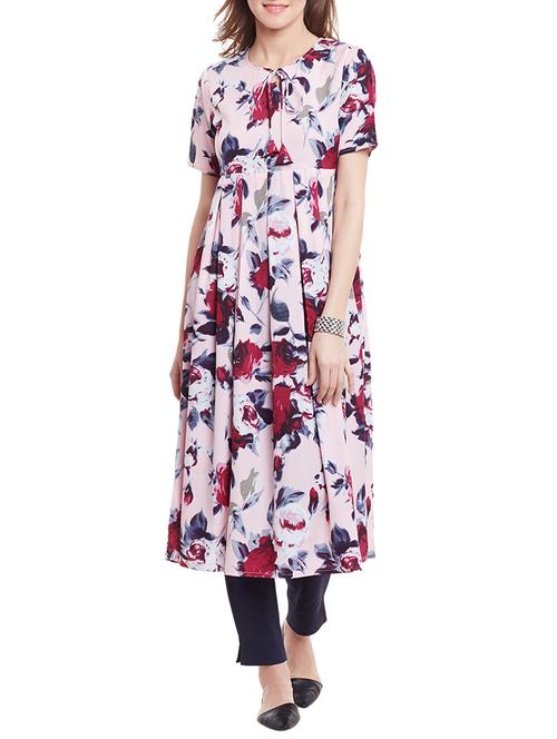 azira pink printed flared kurta - 12396027 - Very Small Image - 1