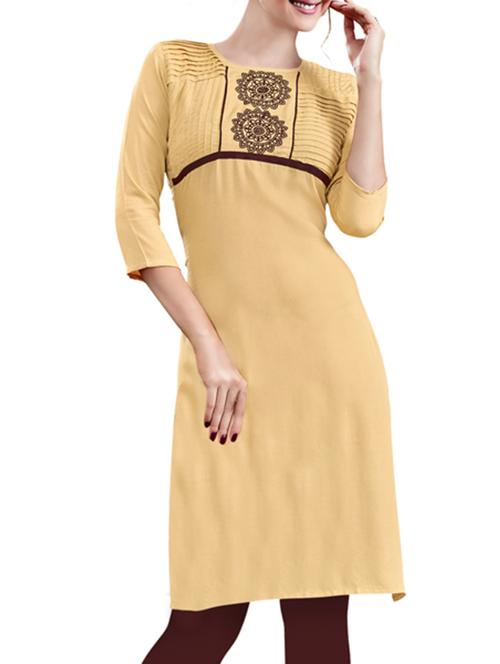 beige rayon straight kurta - 12396225 - Very Small Image - 1