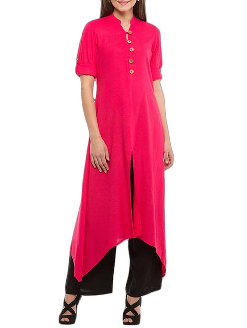 pink rayon kurta - 12399793 - Very Small Image - 1