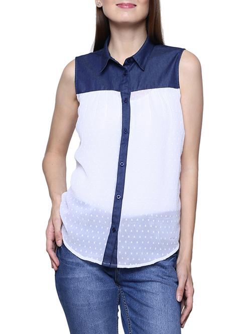 white georgette shirt - 12400430 - Very Small Image - 1